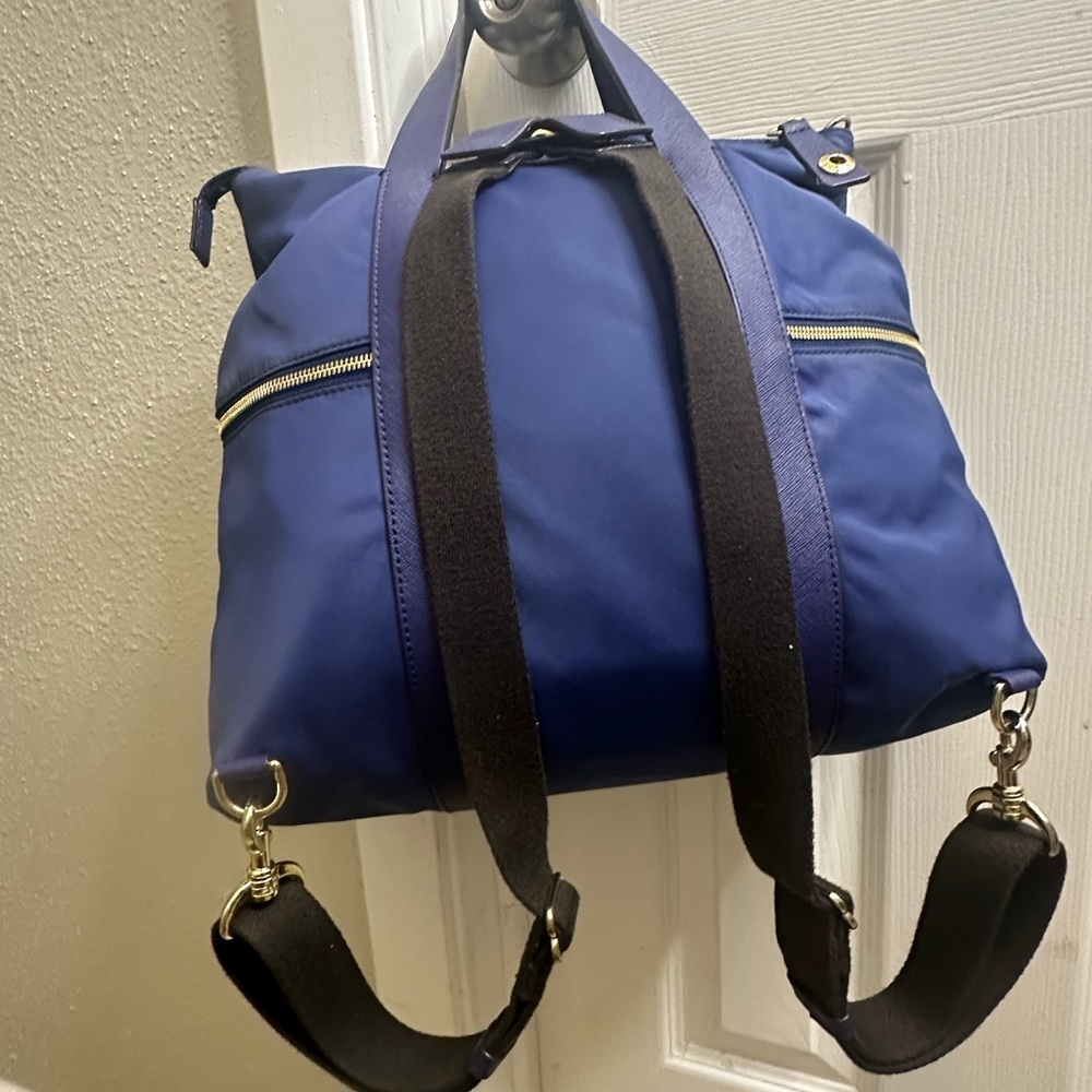 Henri Bendel Jetsetter Convertible Navy Blue Leather Nylon Backpack - Picture 16 of 16